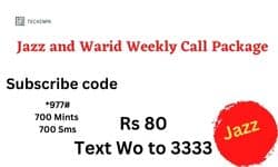 warid weekly call package code